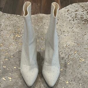 MIA White Rhinestone Heeled Boots